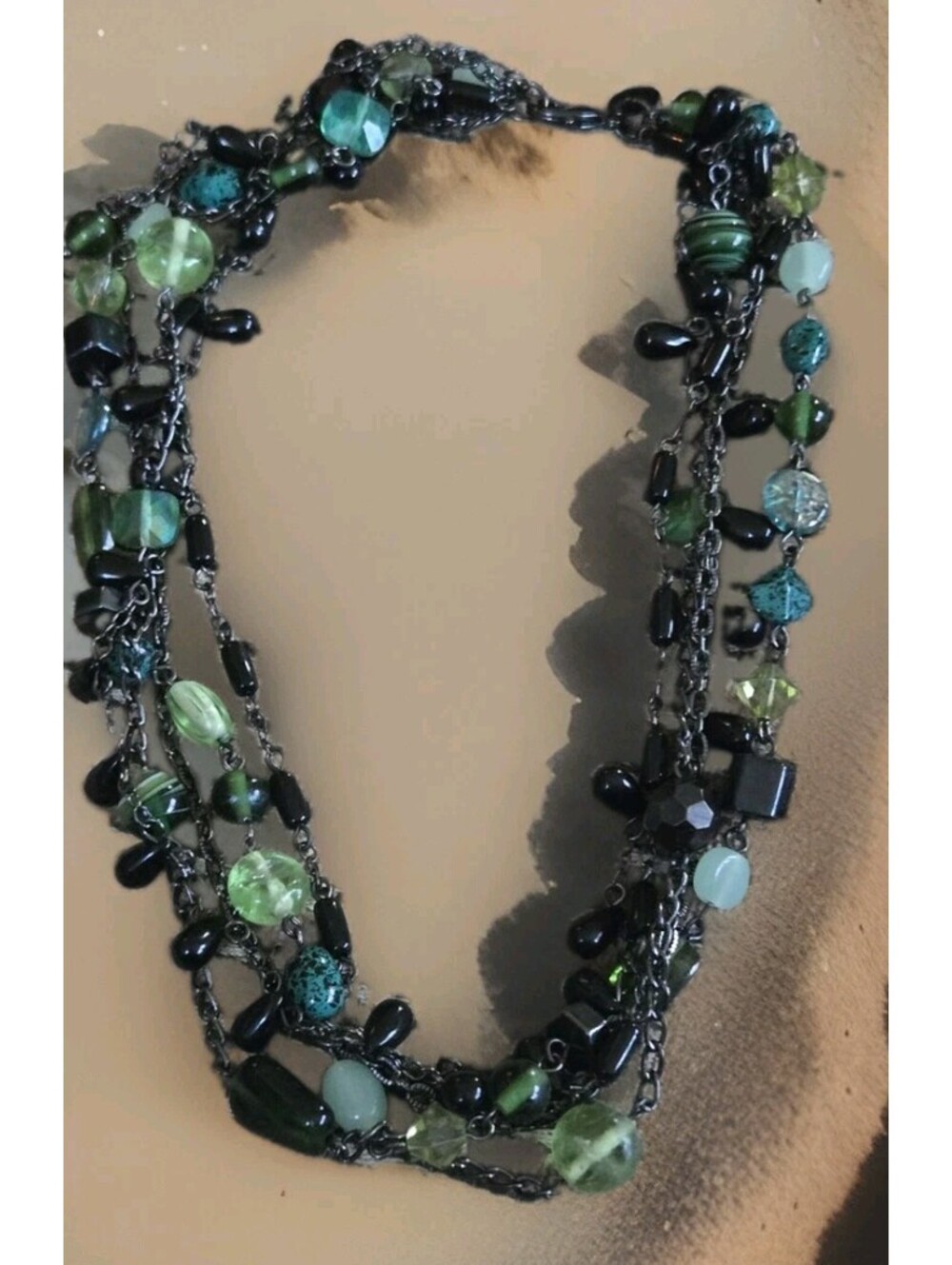 Vintage Lia Sophia Herb Garden Mixed Beads Multicolor Necklace! 16-20"